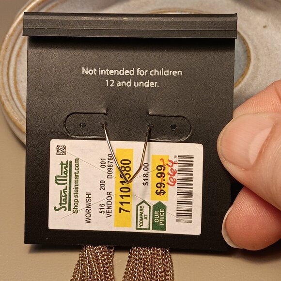 Carol Dauplaise Stein Mart gold tone chain tassel drop earrings - NWT - Picture 4 of 6